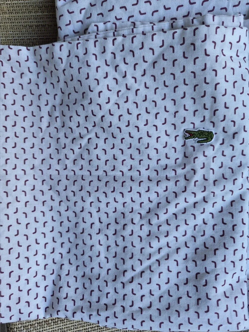 Lacoste White Bedding Set with Green Crocodile Accent